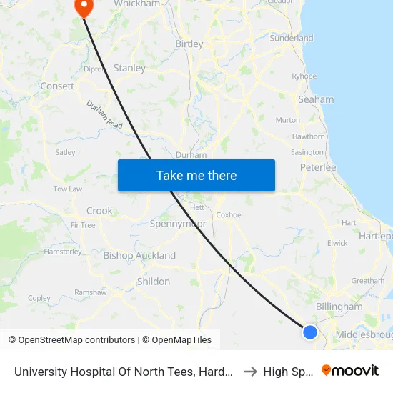 University Hospital Of North Tees, Hardwick to High Spen map