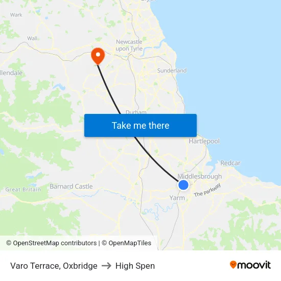 Varo Terrace, Oxbridge to High Spen map