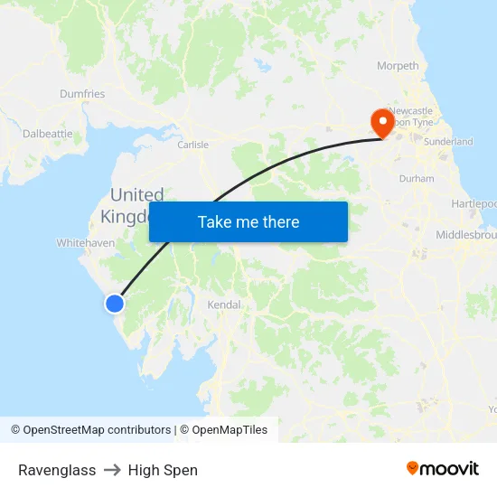 Ravenglass to High Spen map