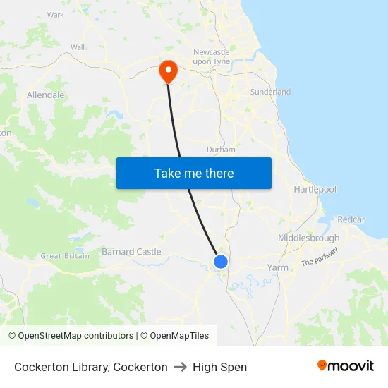 Cockerton Library, Cockerton to High Spen map