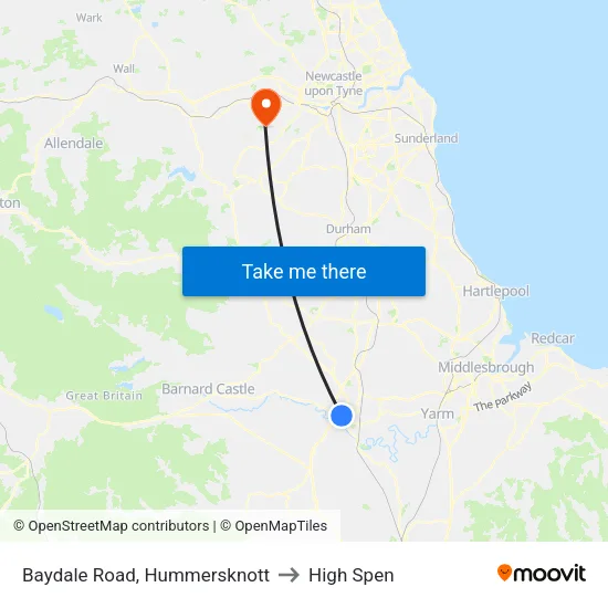 Baydale Road, Hummersknott to High Spen map