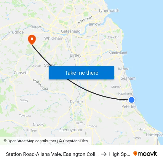 Station Road-Alisha Vale, Easington Colliery to High Spen map