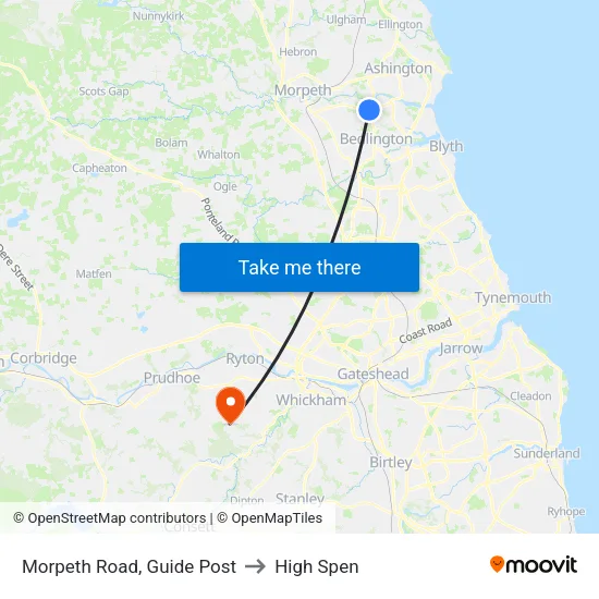 Morpeth Road, Guide Post to High Spen map