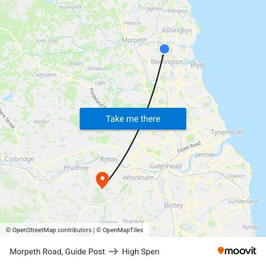 Morpeth Road, Guide Post to High Spen map