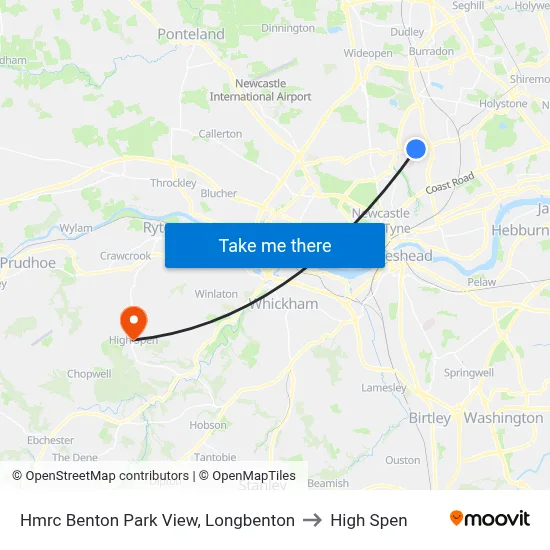 Hmrc Benton Park View, Longbenton to High Spen map