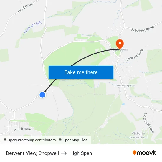 Derwent View, Chopwell to High Spen map