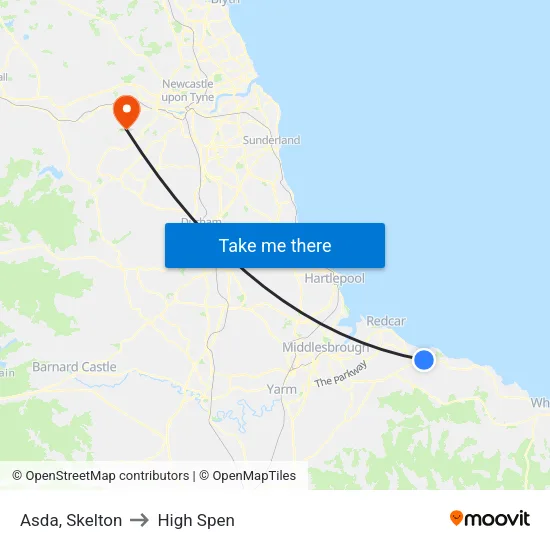 Asda, Skelton to High Spen map