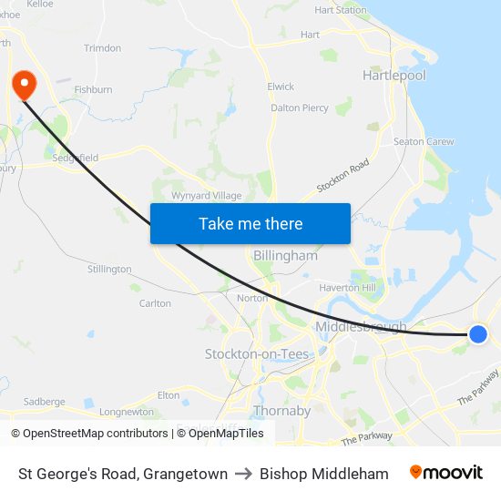 St George's Road, Grangetown to Bishop Middleham map