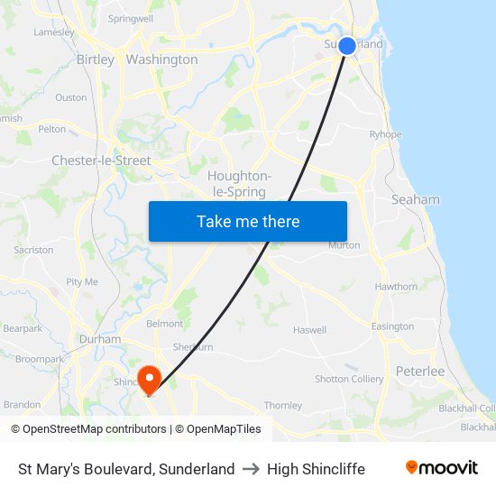 St Mary's Boulevard, Sunderland to High Shincliffe map