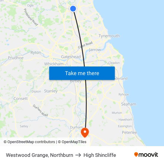 Westwood Grange, Northburn to High Shincliffe map