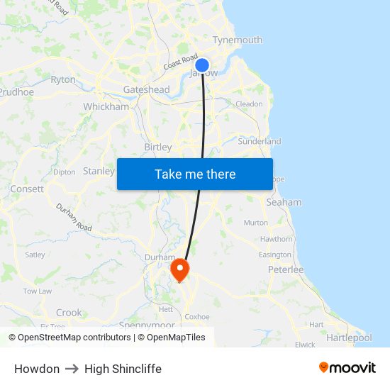 Howdon to High Shincliffe map