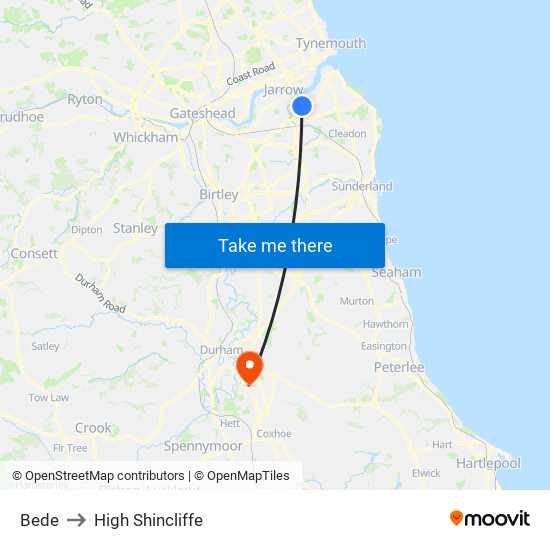 Bede to High Shincliffe map