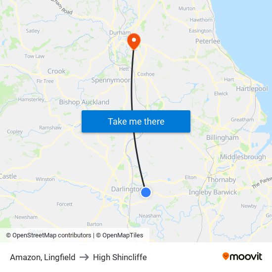 Amazon, Lingfield to High Shincliffe map