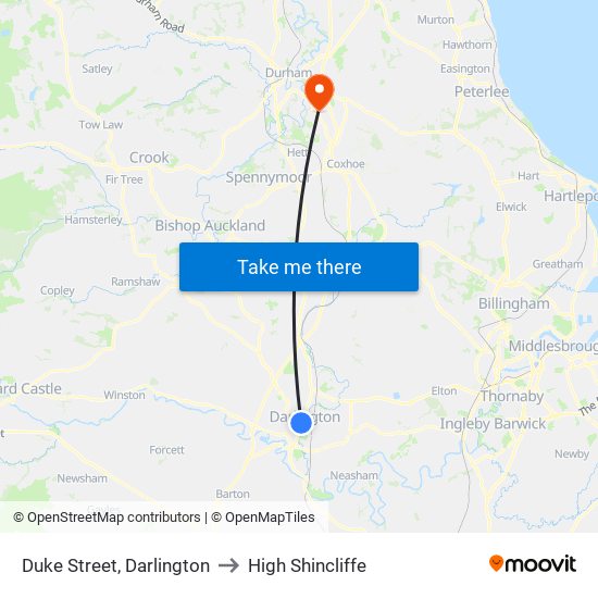 Duke Street, Darlington to High Shincliffe map