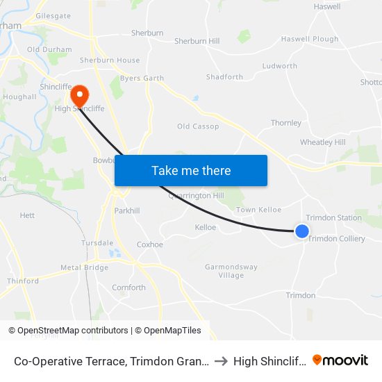 Co-Operative Terrace, Trimdon Grange to High Shincliffe map