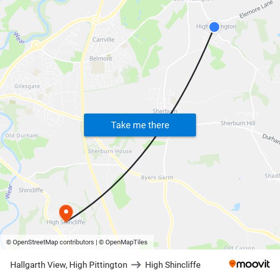Hallgarth View, High Pittington to High Shincliffe map
