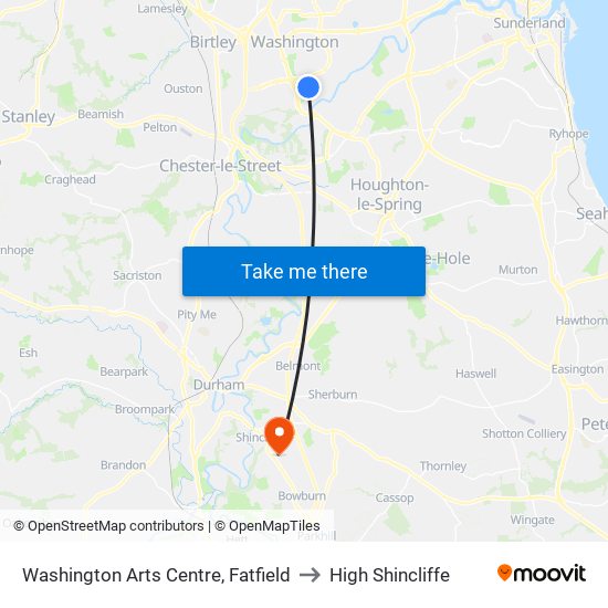 Washington Arts Centre, Fatfield to High Shincliffe map