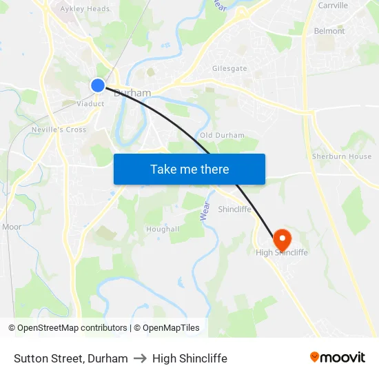 Sutton Street, Durham to High Shincliffe map