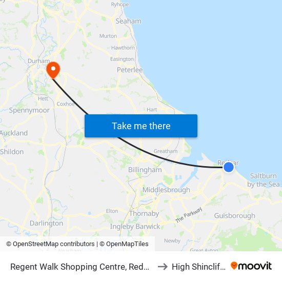 Regent Walk Shopping Centre, Redcar to High Shincliffe map