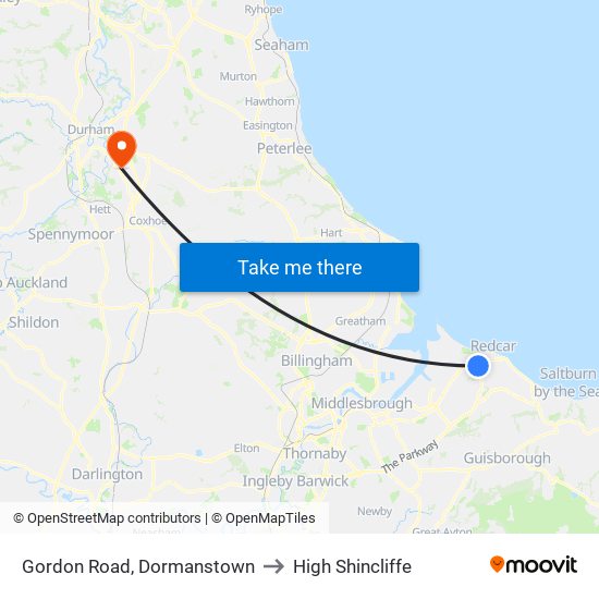 Gordon Road, Dormanstown to High Shincliffe map