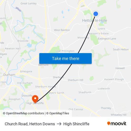 Church Road, Hetton Downs to High Shincliffe map