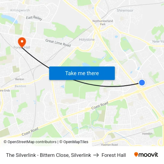 The Silverlink - Bittern Close, Silverlink to Forest Hall map