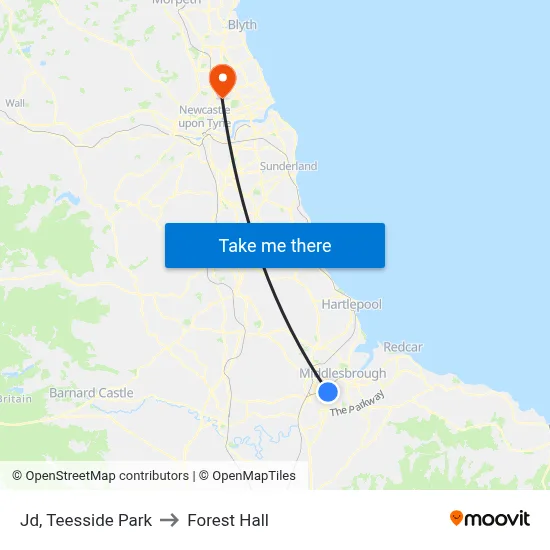 Jd, Teesside Park to Forest Hall map