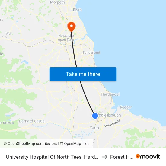 University Hospital Of North Tees, Hardwick to Forest Hall map