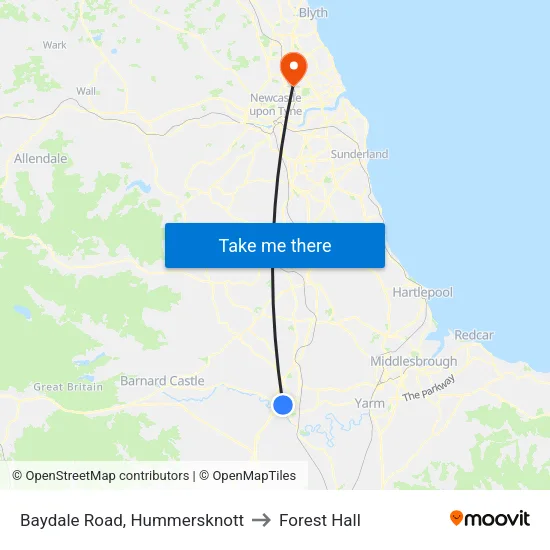 Baydale Road, Hummersknott to Forest Hall map