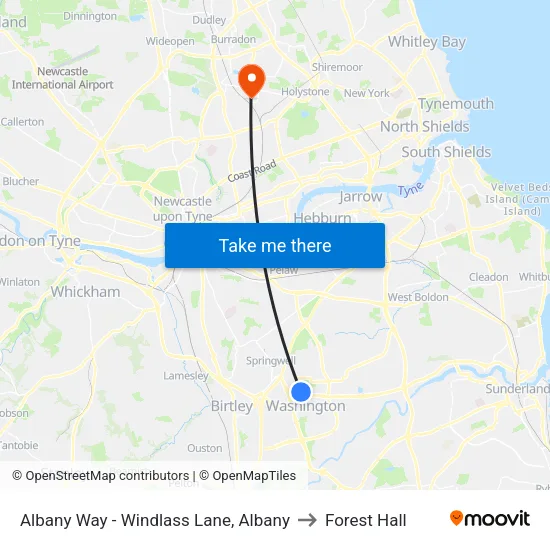 Albany Way - Windlass Lane, Albany to Forest Hall map
