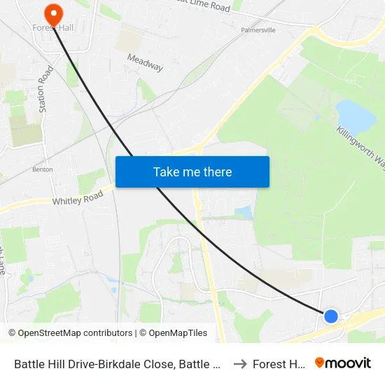Battle Hill Drive-Birkdale Close, Battle Hill to Forest Hall map