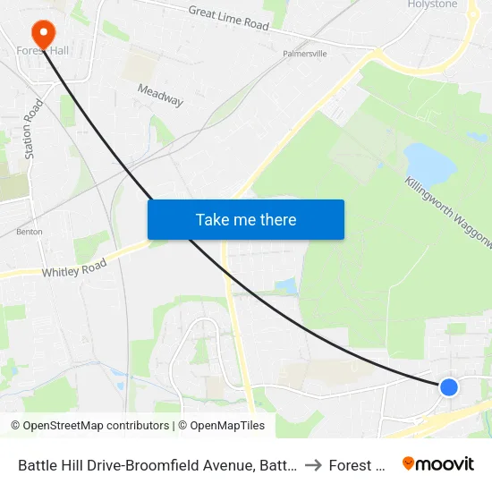 Battle Hill Drive-Broomfield Avenue, Battle Hill to Forest Hall map