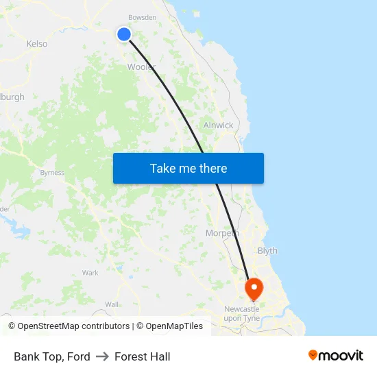 Bank Top, Ford to Forest Hall map