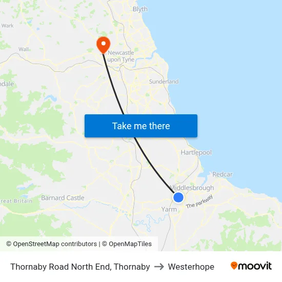 Thornaby Road North End, Thornaby to Westerhope map