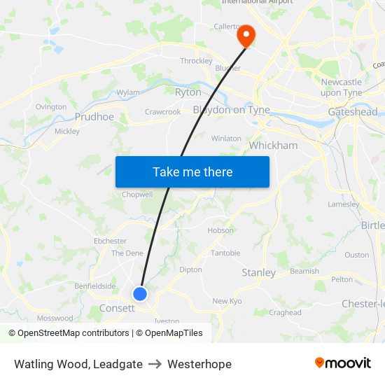 Watling Wood, Leadgate to Westerhope map