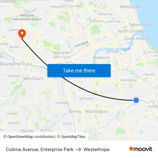 Colima Avenue, Enterprise Park to Westerhope map