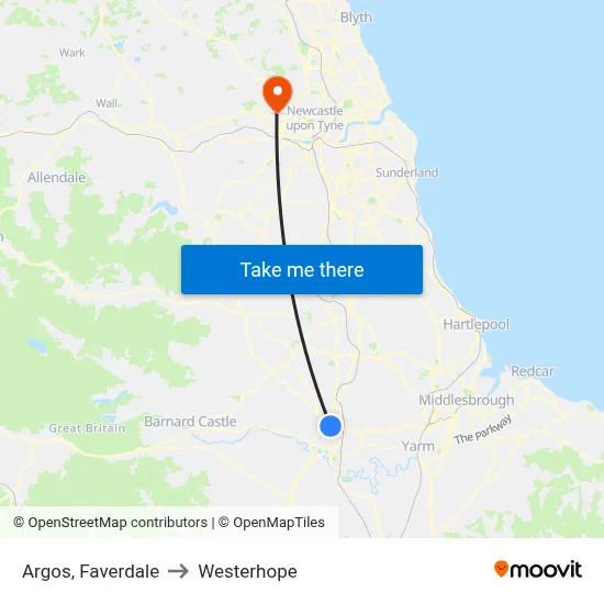 Argos, Faverdale to Westerhope map