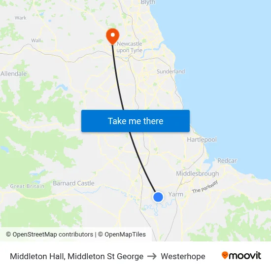 Middleton Hall, Middleton St George to Westerhope map