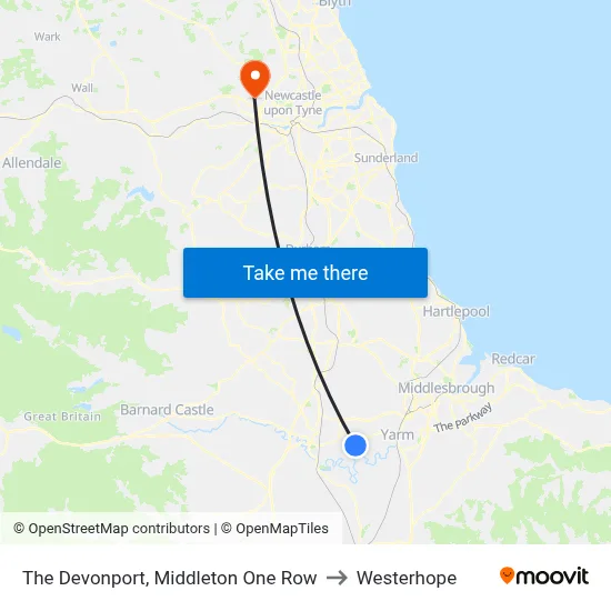 The Devonport, Middleton One Row to Westerhope map