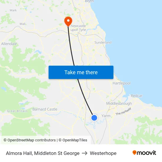 Almora Hall, Middleton St George to Westerhope map