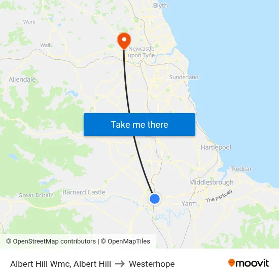 Albert Hill Wmc, Albert Hill to Westerhope map