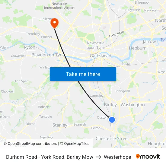 Durham Road - York Road, Barley Mow to Westerhope map