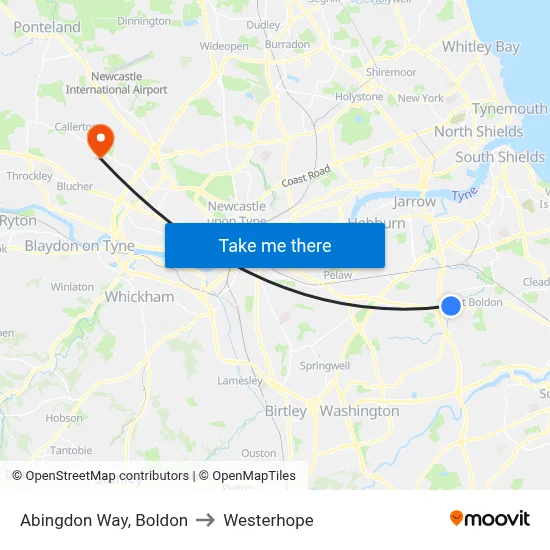 Abingdon Way, Boldon to Westerhope map