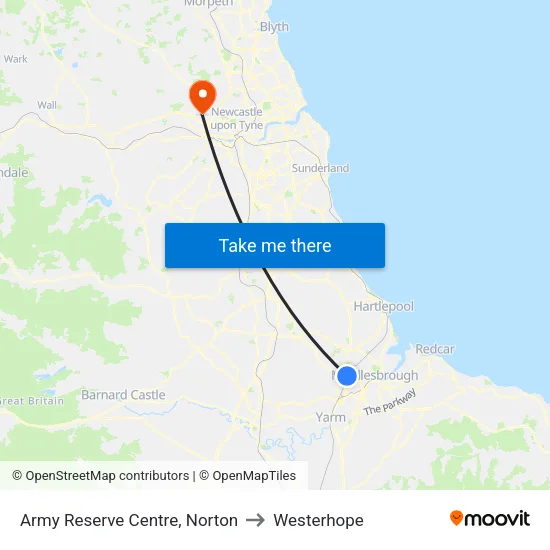 Army Reserve Centre, Norton to Westerhope map