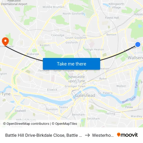 Battle Hill Drive-Birkdale Close, Battle Hill to Westerhope map