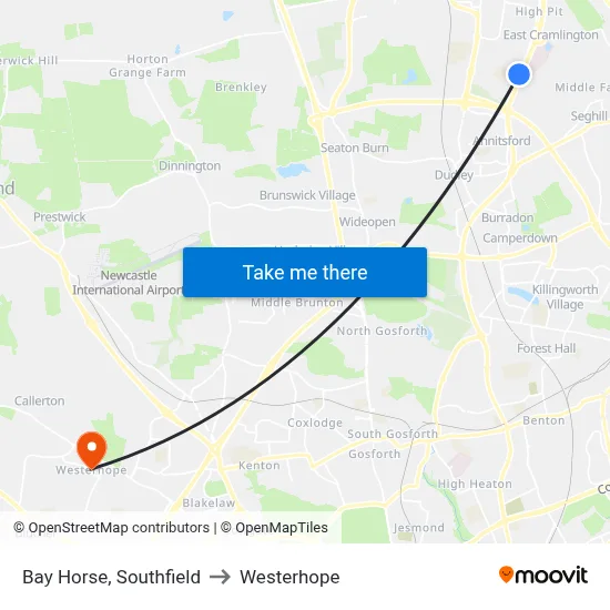 Bay Horse, Southfield to Westerhope map