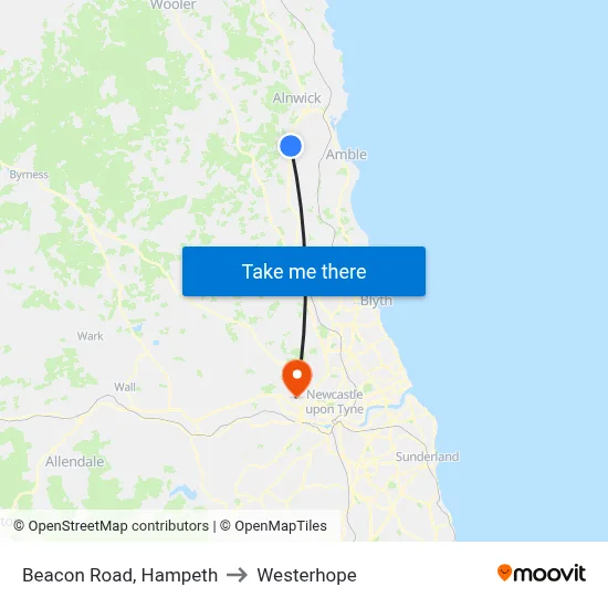 Beacon Road, Hampeth to Westerhope map