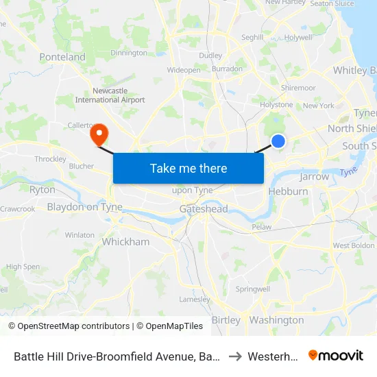 Battle Hill Drive-Broomfield Avenue, Battle Hill to Westerhope map