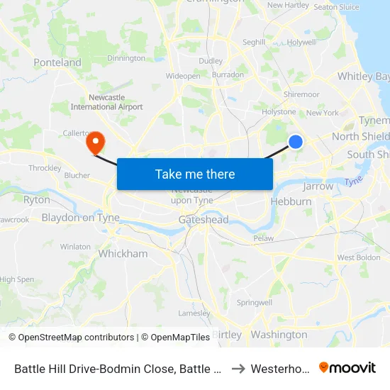 Battle Hill Drive-Bodmin Close, Battle Hill to Westerhope map