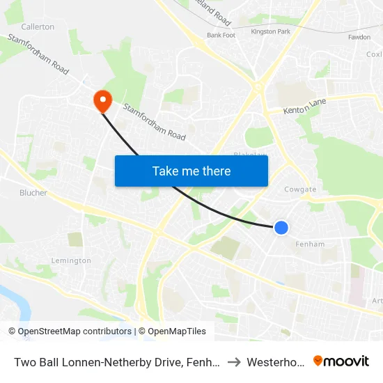 Two Ball Lonnen-Netherby Drive, Fenham to Westerhope map